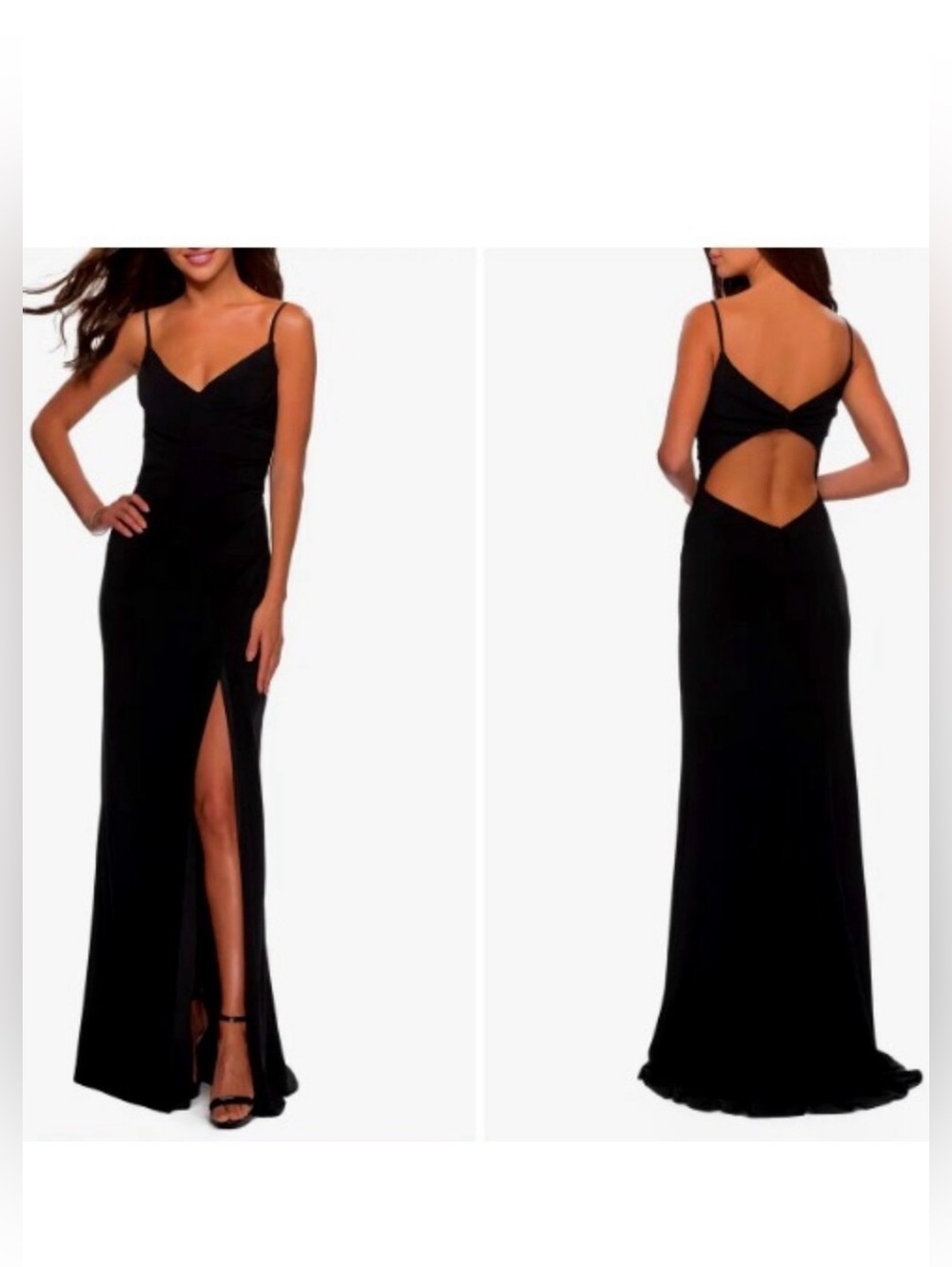 NWT LA FEMME Ruched Jersey Trumpet Gown Black SZ 6 MSRP $300